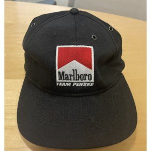 Vintage Marlboro Team Penske Strap-Back Hat Black Formula 1 Racing Baseball Cap